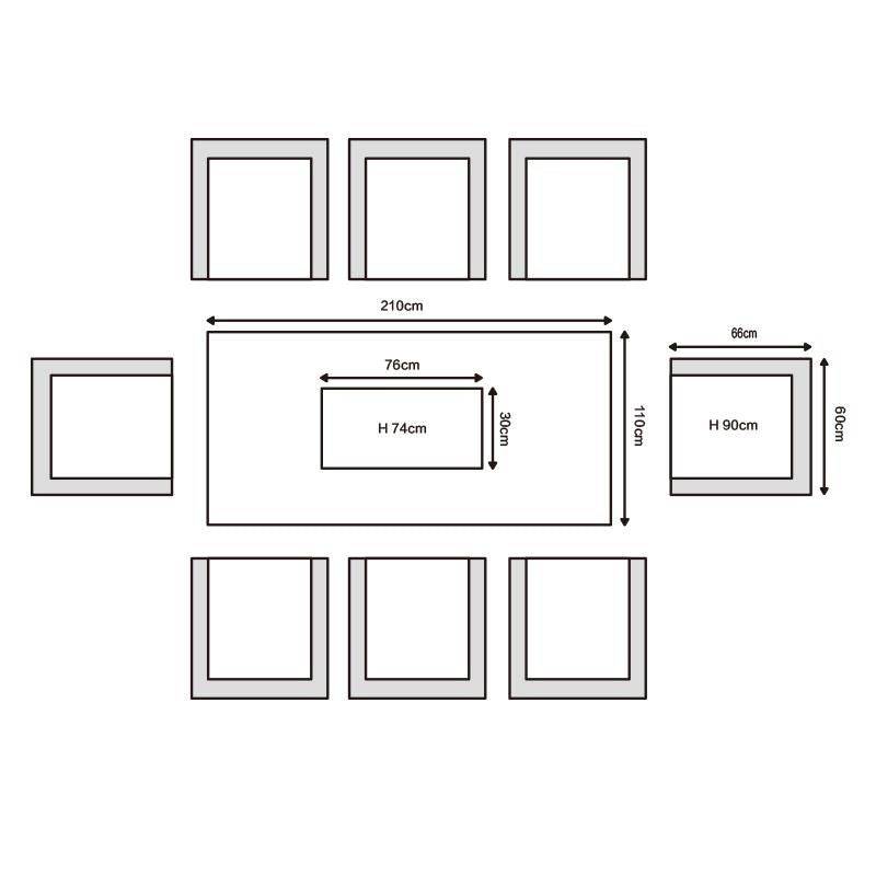 Champagne Atlanta 8 Seater Rectangular Fire Pit Dining Set