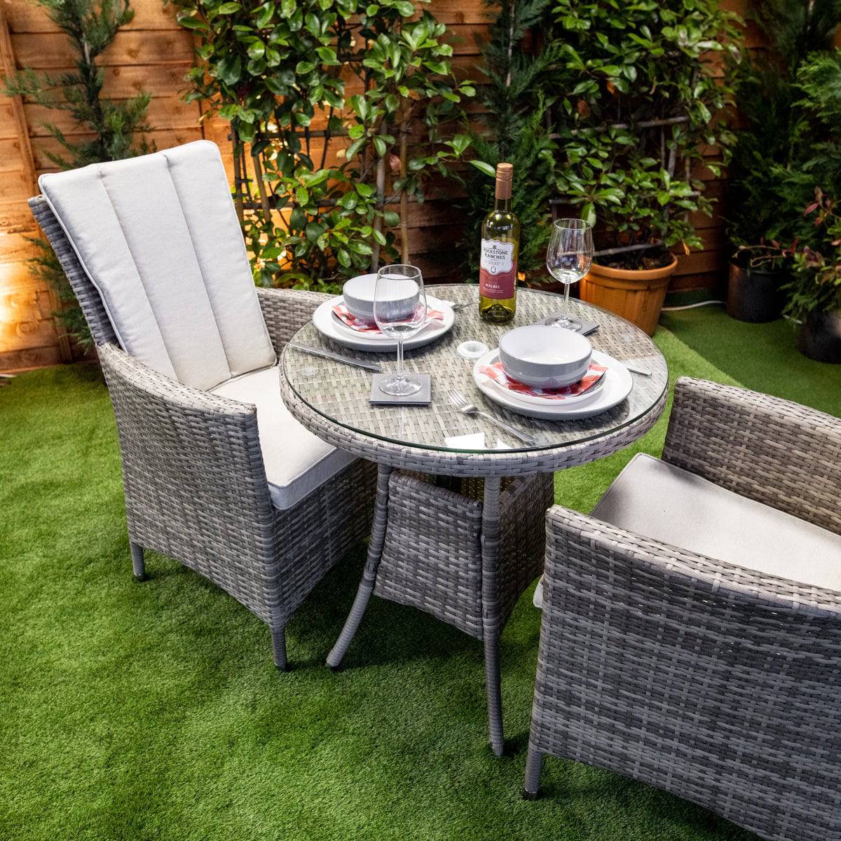 Champagne Atlanta Bistro Round Dining Table with 2 Chairs