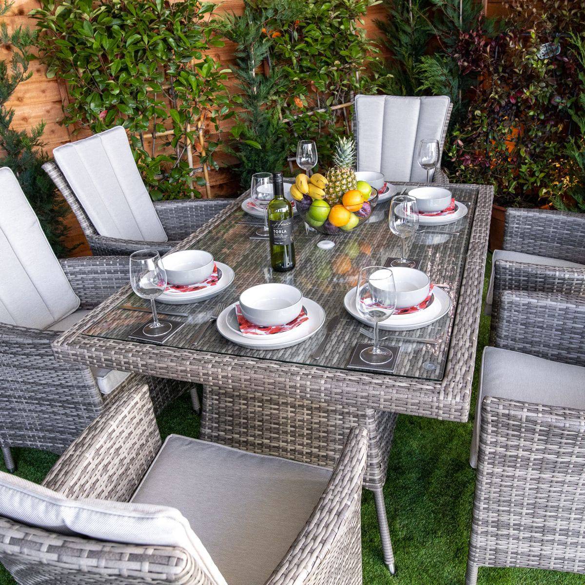 Champagne Rattan Atlanta Rectangular 6 Seater Garden Dining Set