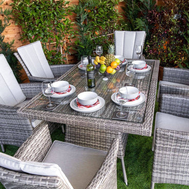 Champagne Rattan Atlanta Rectangular 6 Seater Garden Dining Set