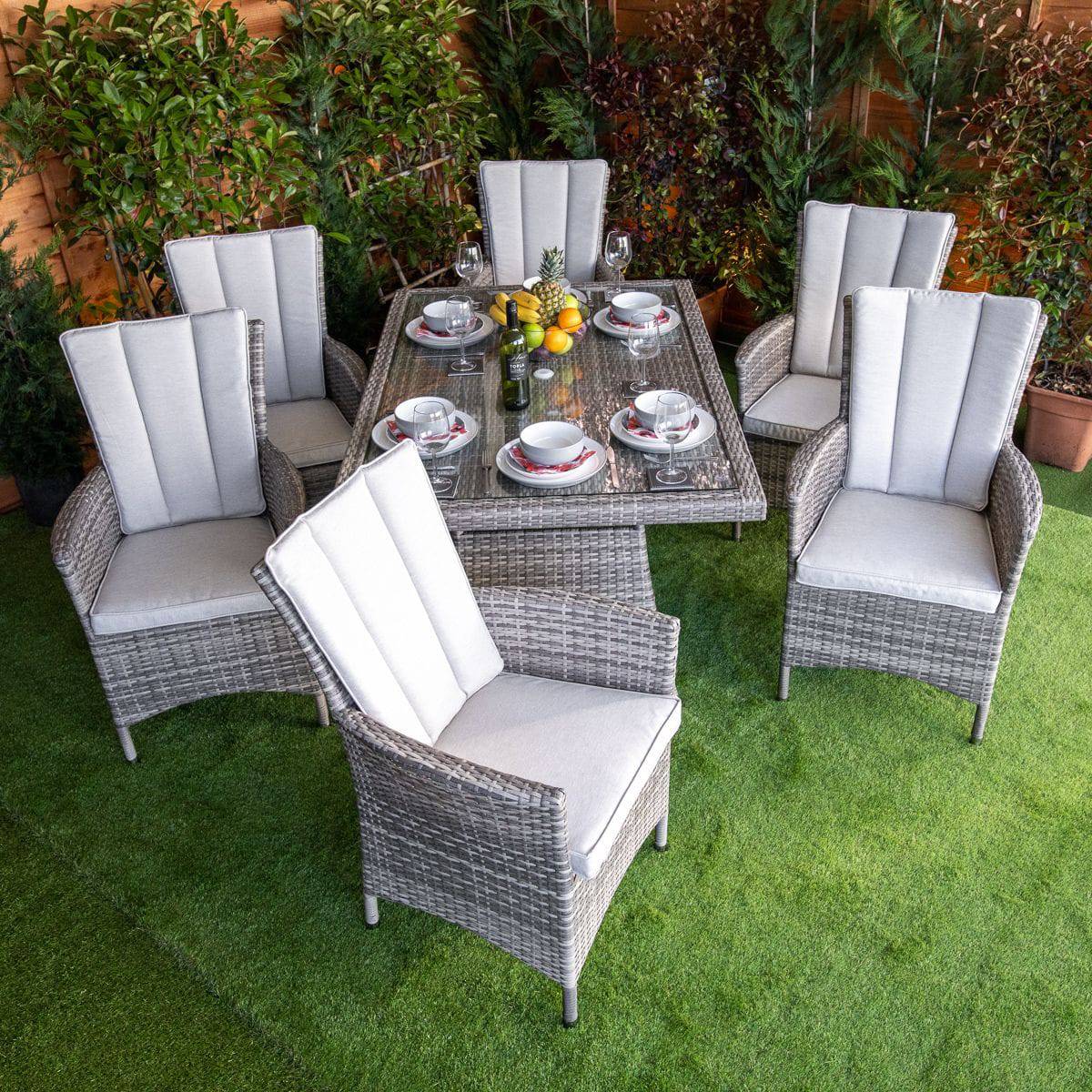 Champagne Atlanta Rectangular 6 Seater Garden Dining Set
