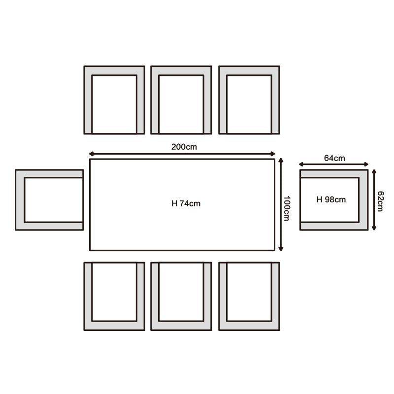 Champagne Atlanta Rectangular Dining Table with 8 Seats