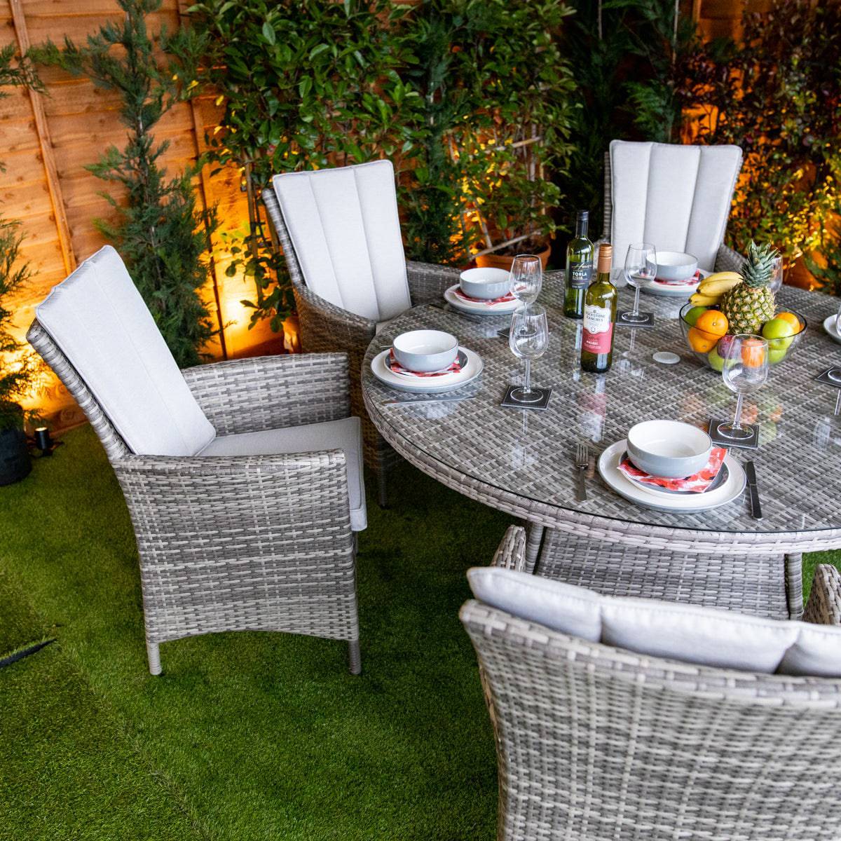 Champagne Atlanta Round 6 Seater Dining Table Set