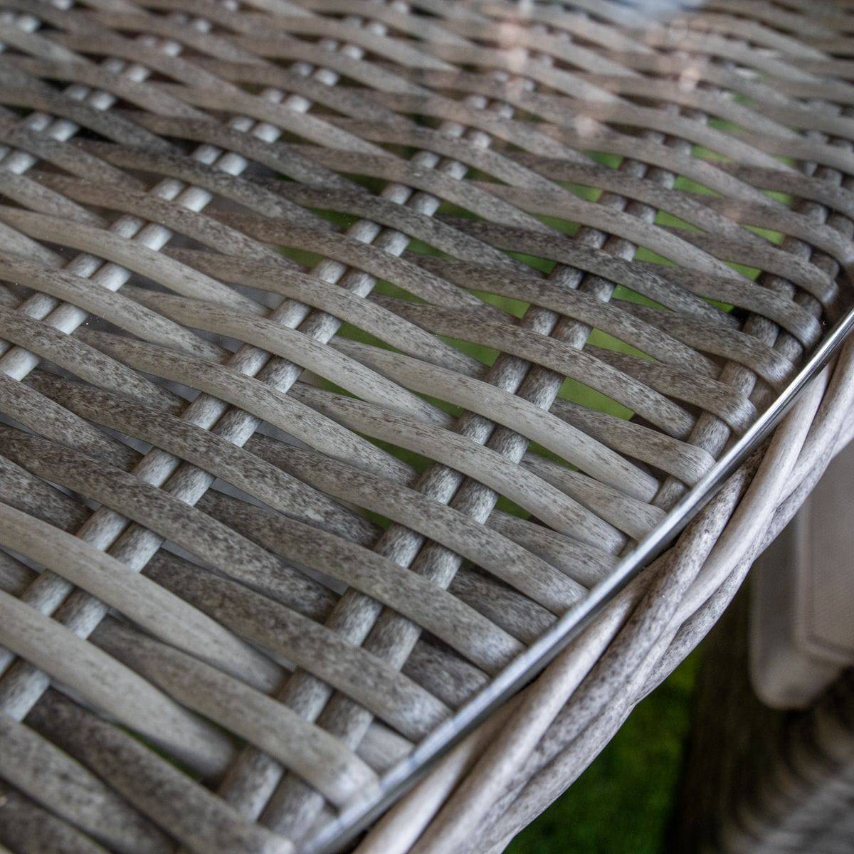 Champagne Rattan Atlanta Round 6 Seater Fire Pit Dining Table Set