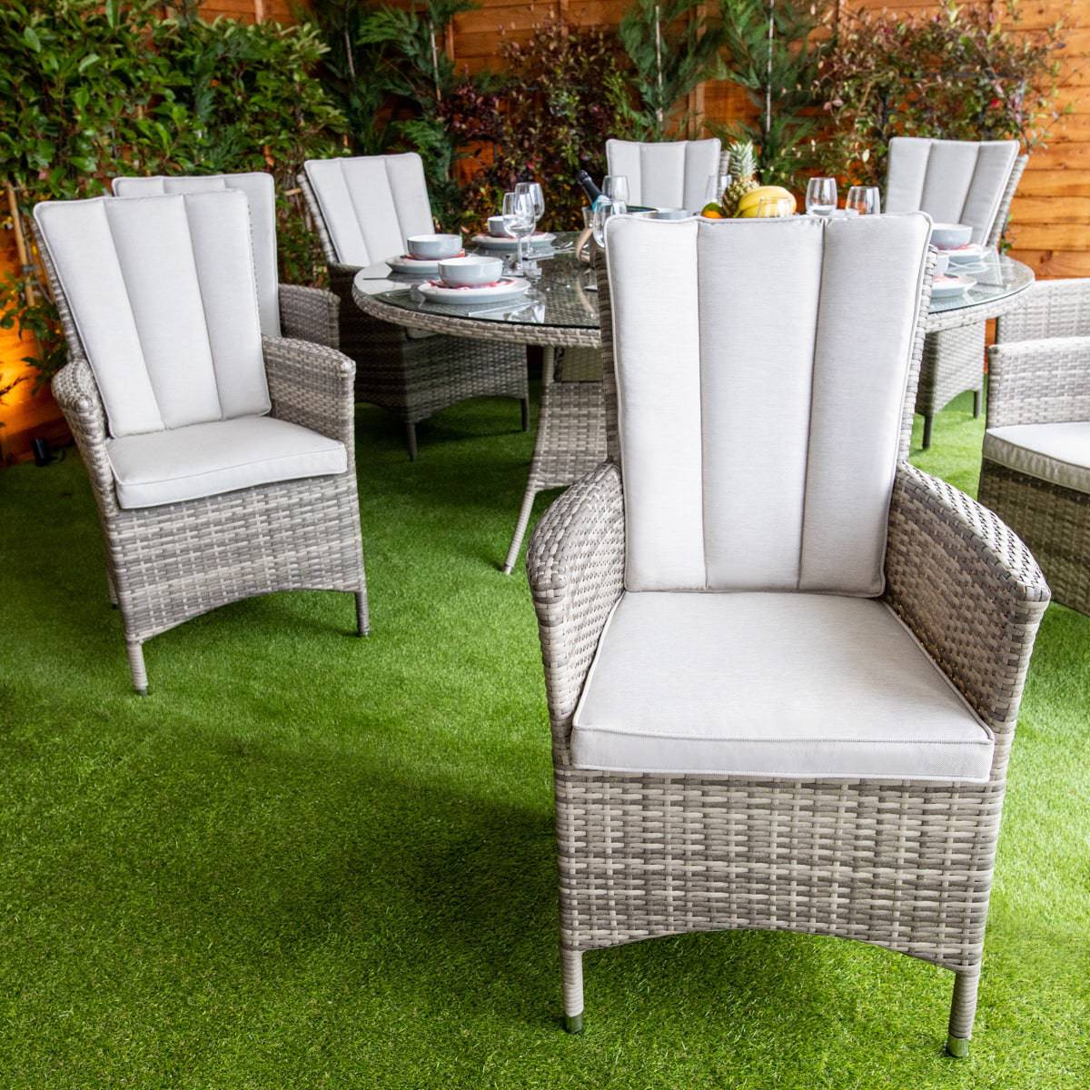 Champagne Atlanta Round 8 Seater Garden Dining Set