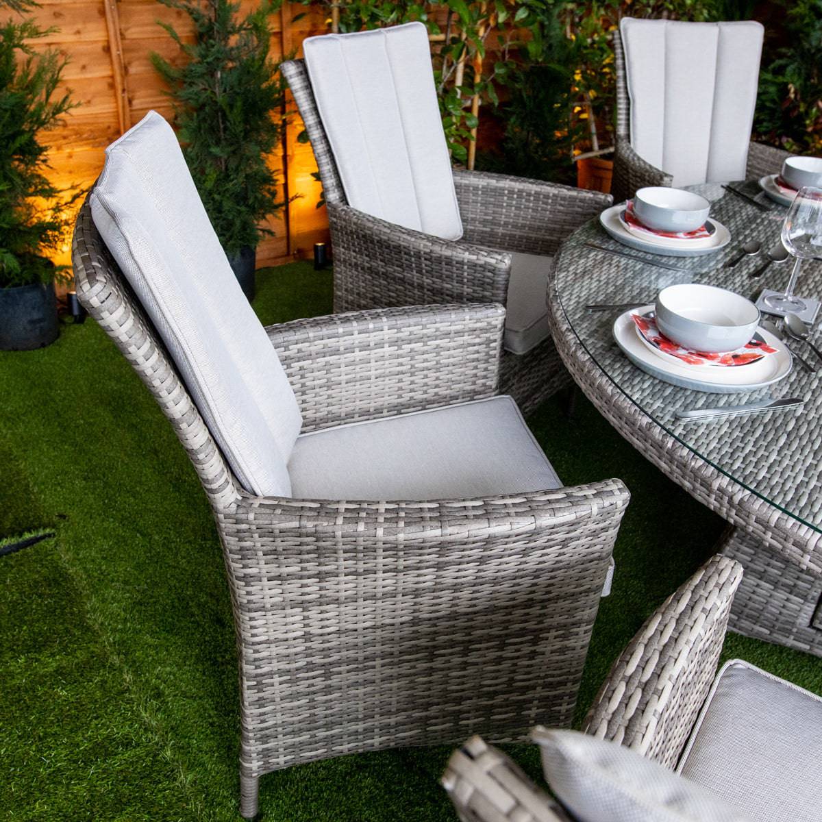 Champagne Atlanta Round 8 Seater Garden Dining Set