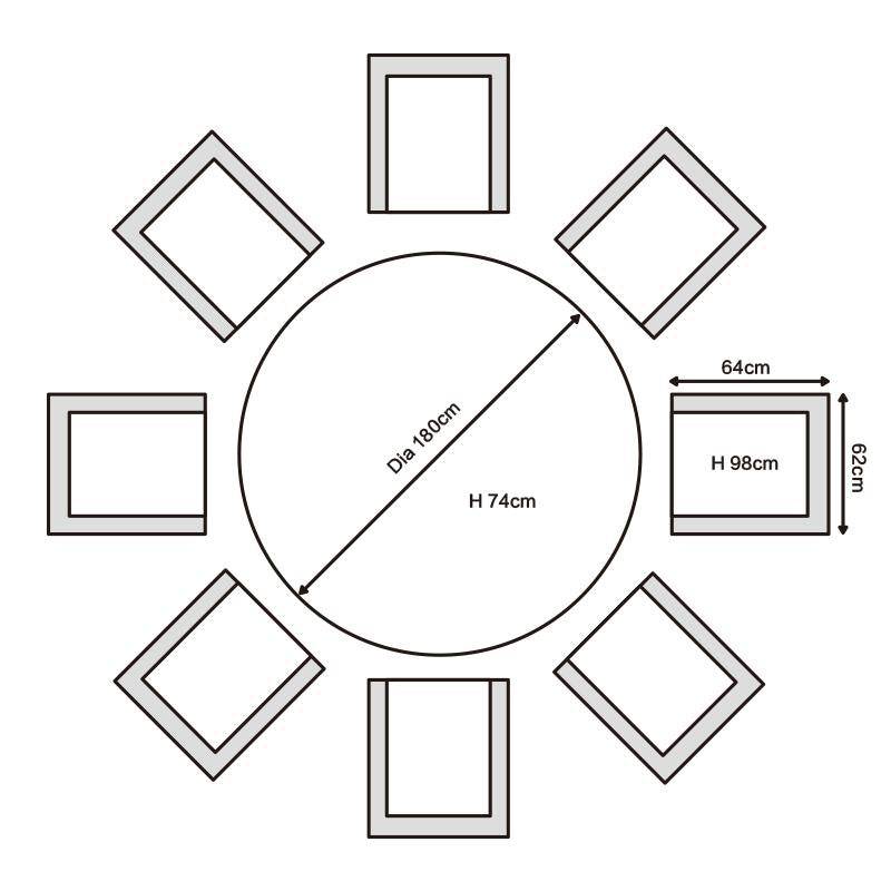 Champagne Atlanta Round 8 Seater Garden Dining Set