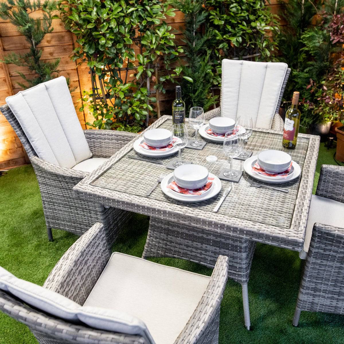 Champagne Rattan Atlanta Square 4 Seater Garden Dining Set