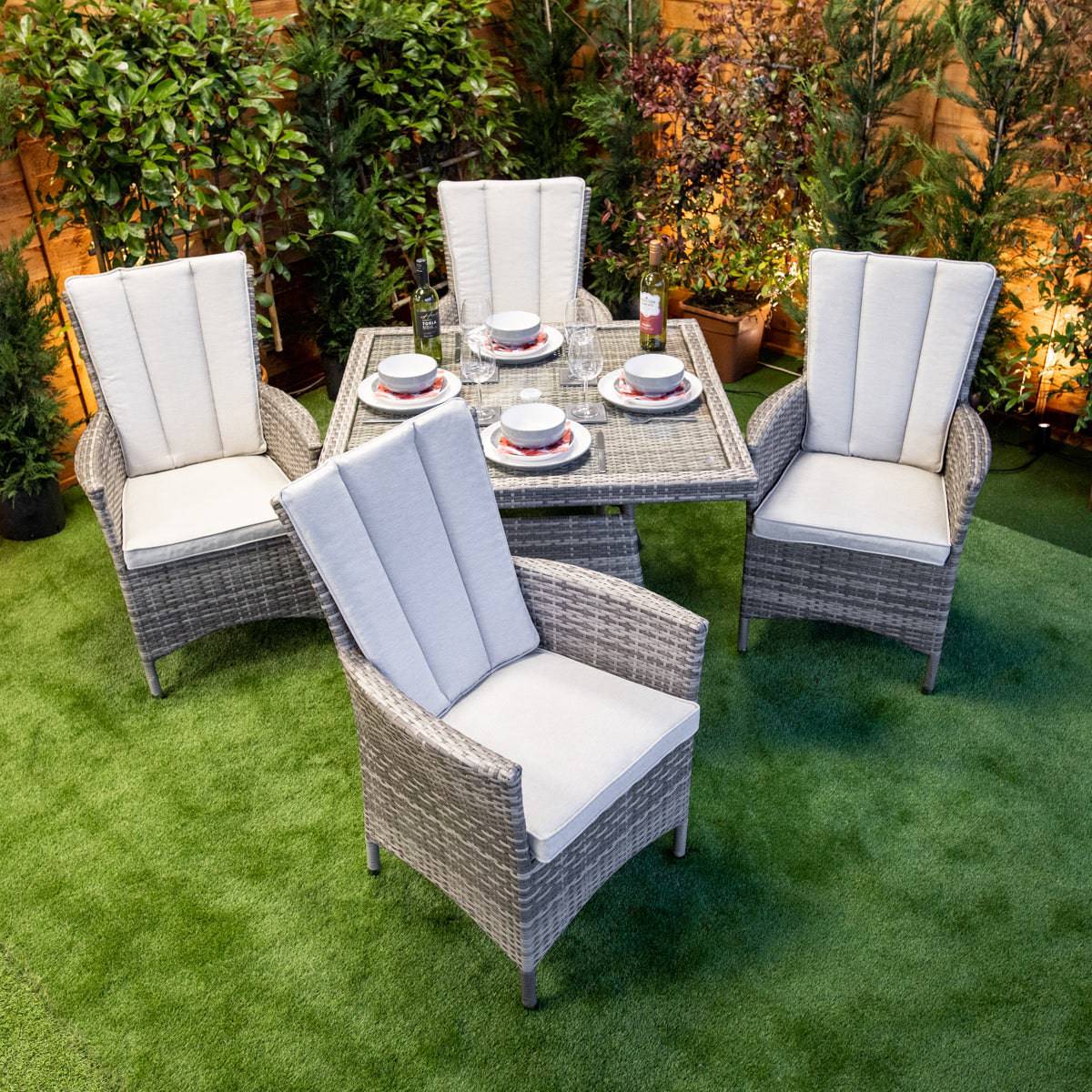 Champagne Atlanta Square 4 Seater Garden Dining Set
