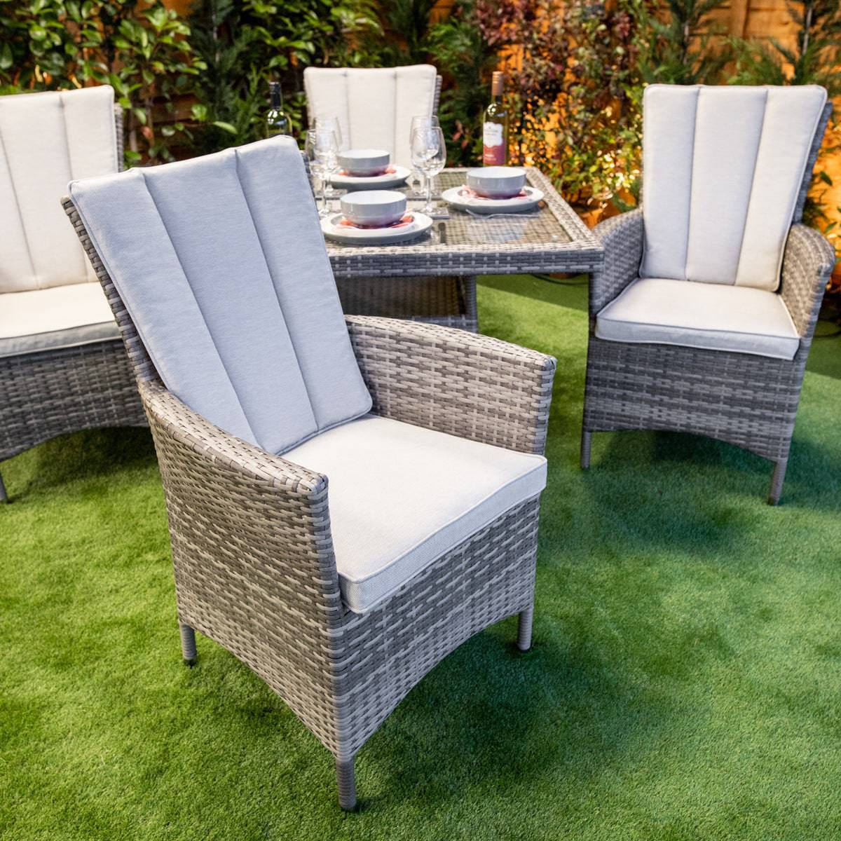 Champagne Atlanta Square 4 Seater Garden Dining Set
