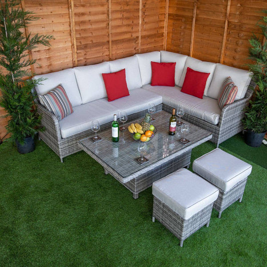 Champagne Canterbury Rectangular Rising Table Corner Dining Set