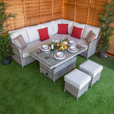 Champagne Canterbury Rectangular Rising Table Corner Dining Set