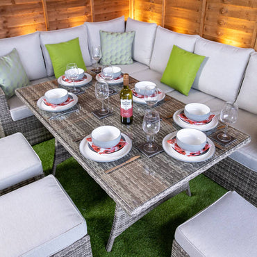 Champagne Florence Right-Hand Corner Dining Set with 3 Footstools