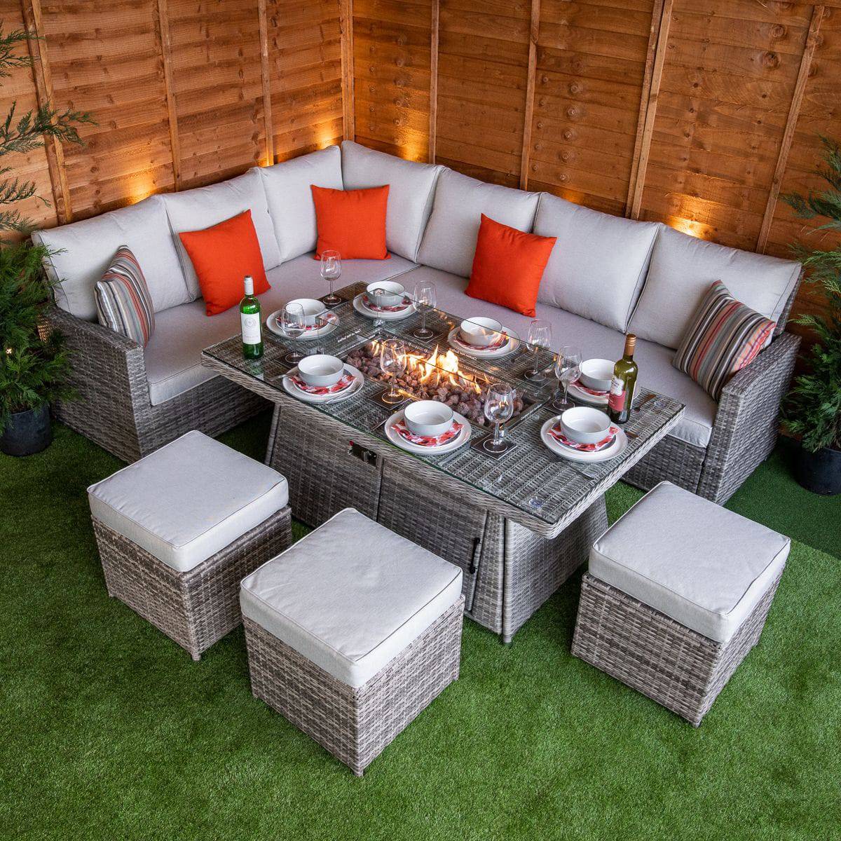 Champagne Hampton Corner Sofa Set - Rattan Garden Furniture Essex