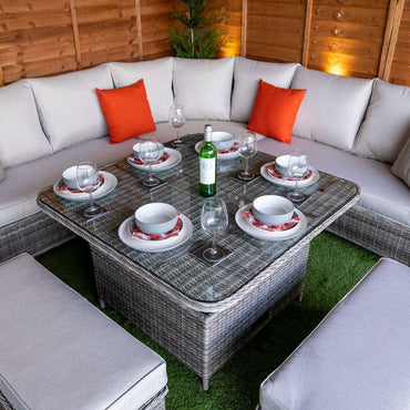 Champagne Kingston Square Rising Table Corner Dining Set