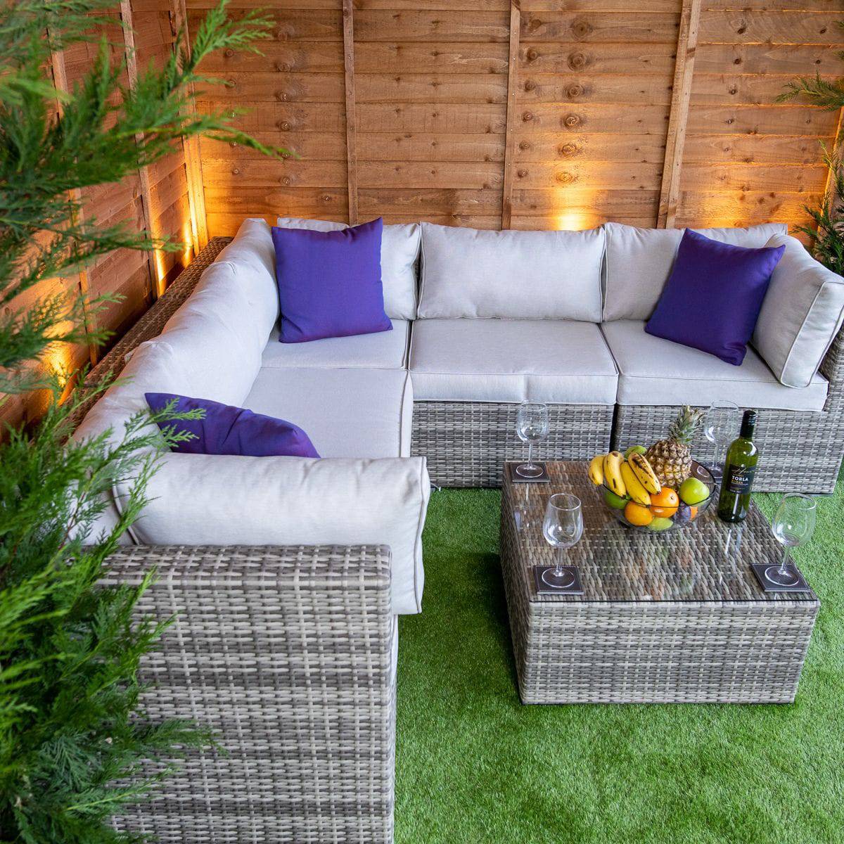 Champagne Mayfair Modular Corner Sofa Set - Rattan Garden Furniture Essex