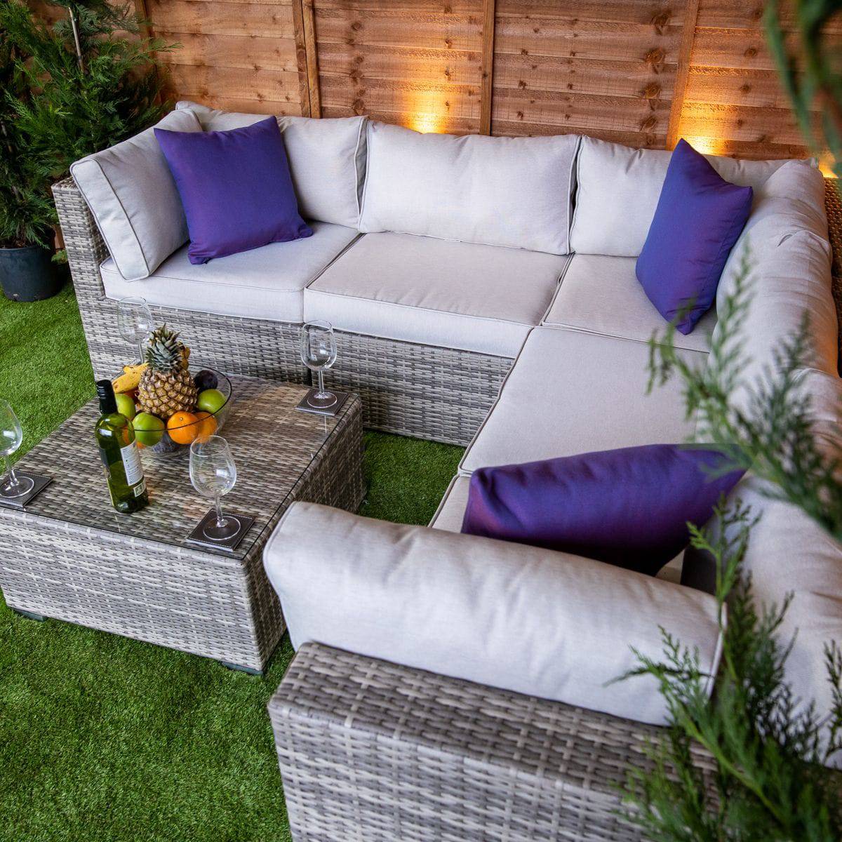 Champagne Mayfair Modular Garden Corner Sofa Set with Coffee Table
