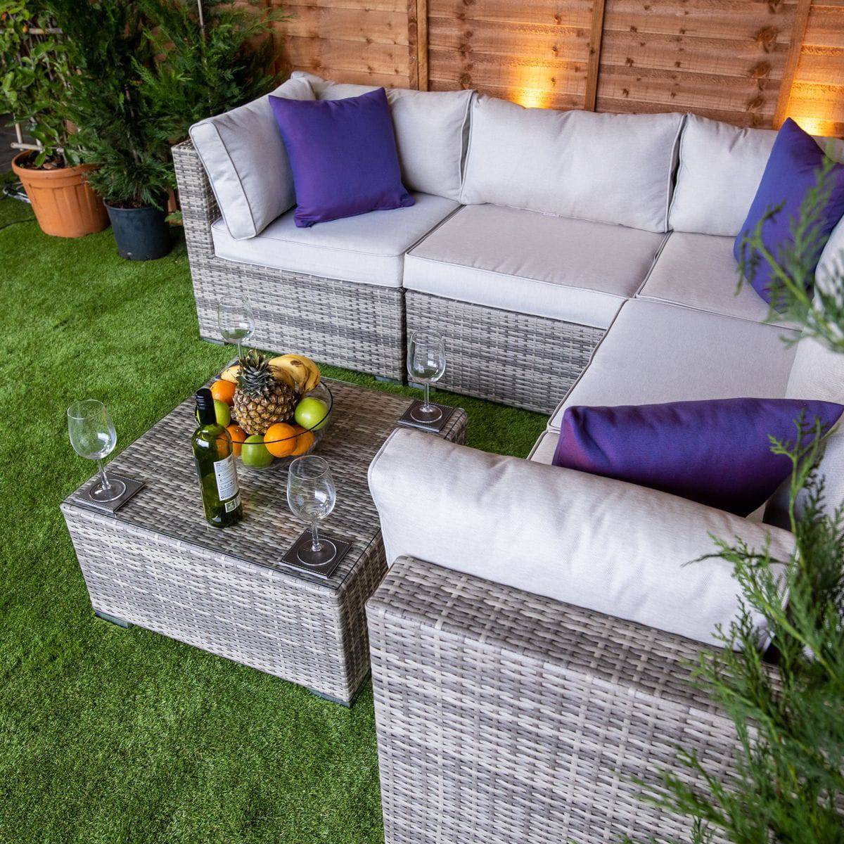 Champagne Mayfair Modular Outdoor Corner Sofa Set with Coffee Table