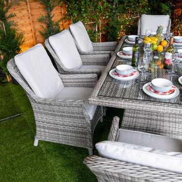 Champagne Rattan Paris Rectangular 8 Seater Dining Table Set