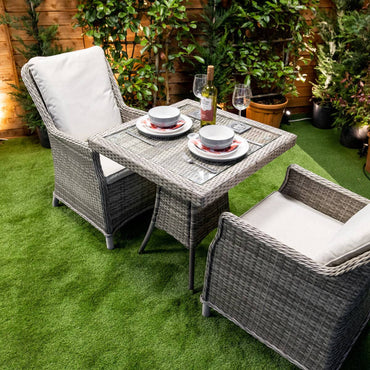 Champagne Rattan Paris Square Bistro Set