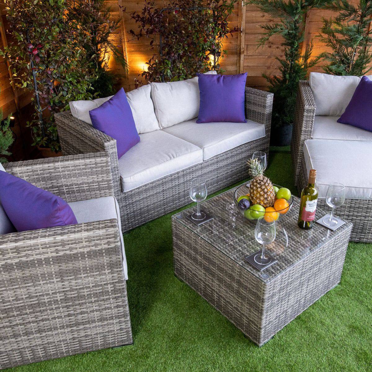Champagne Athens 5 Piece Sofa Set - Rattan Garden Furniture