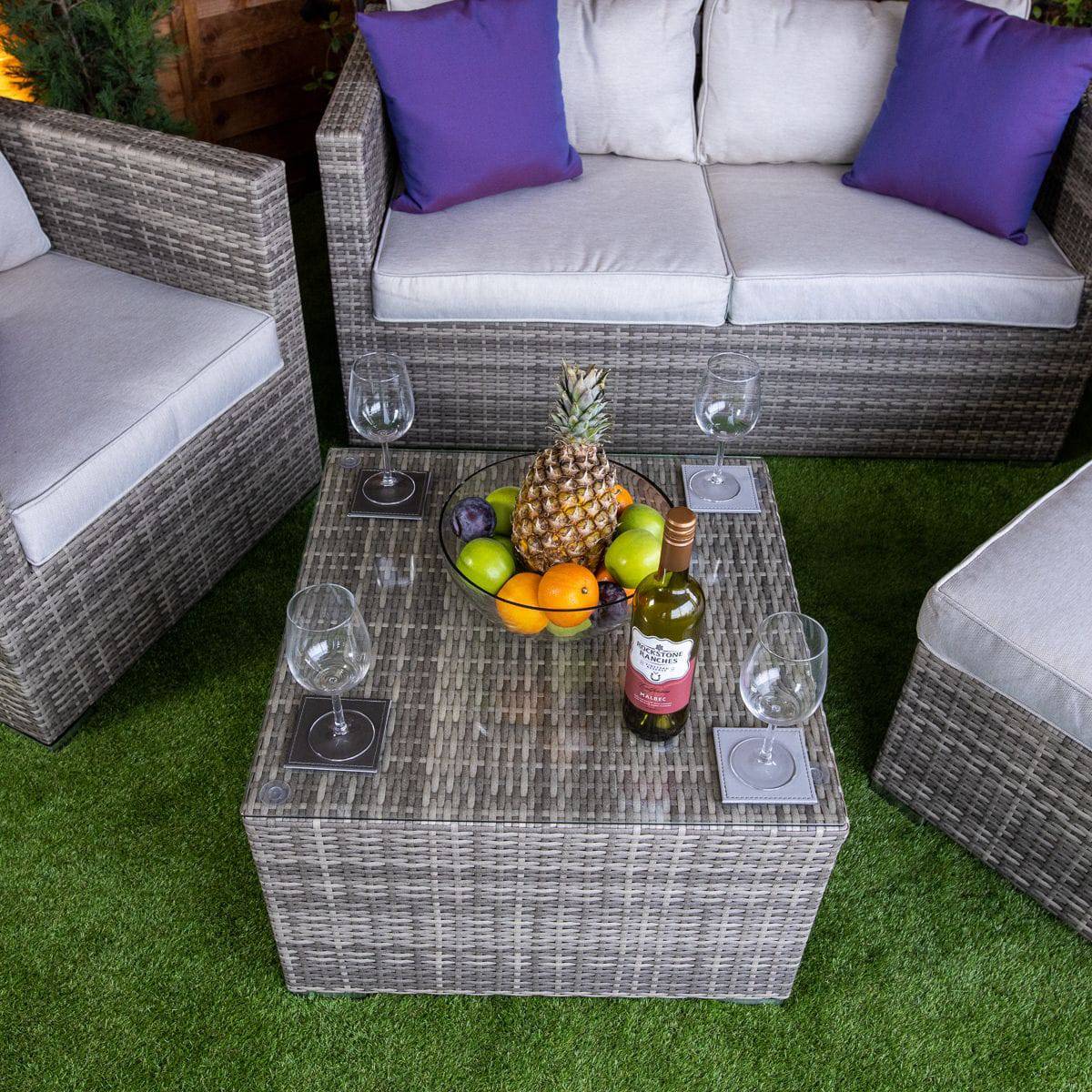 Champagne Athens 5 Piece Garden Sofa Set with Coffee Table