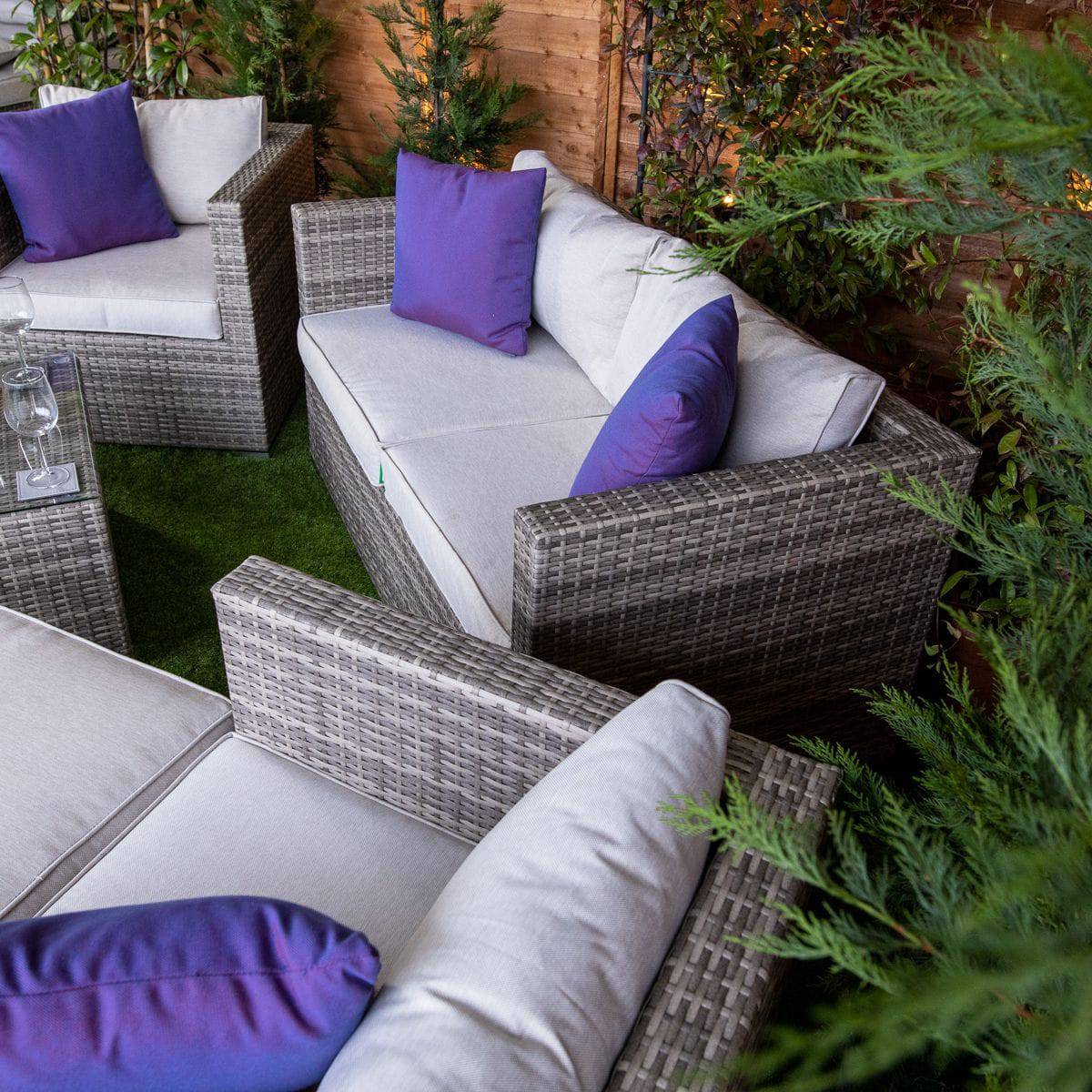 Champagne Athens 4 Seater Garden Sofa Set with Coffee Table and a Footstool