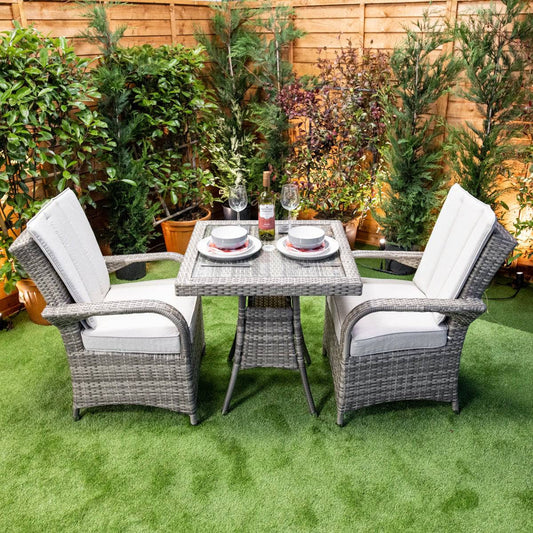 Champagne Rattan Garden Tokyo Square Bistro Table Set