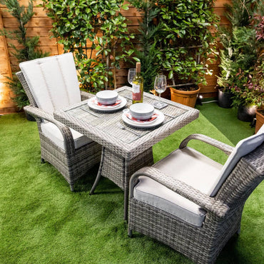 Champagne Rattan Garden Tokyo Square Bistro Table Set