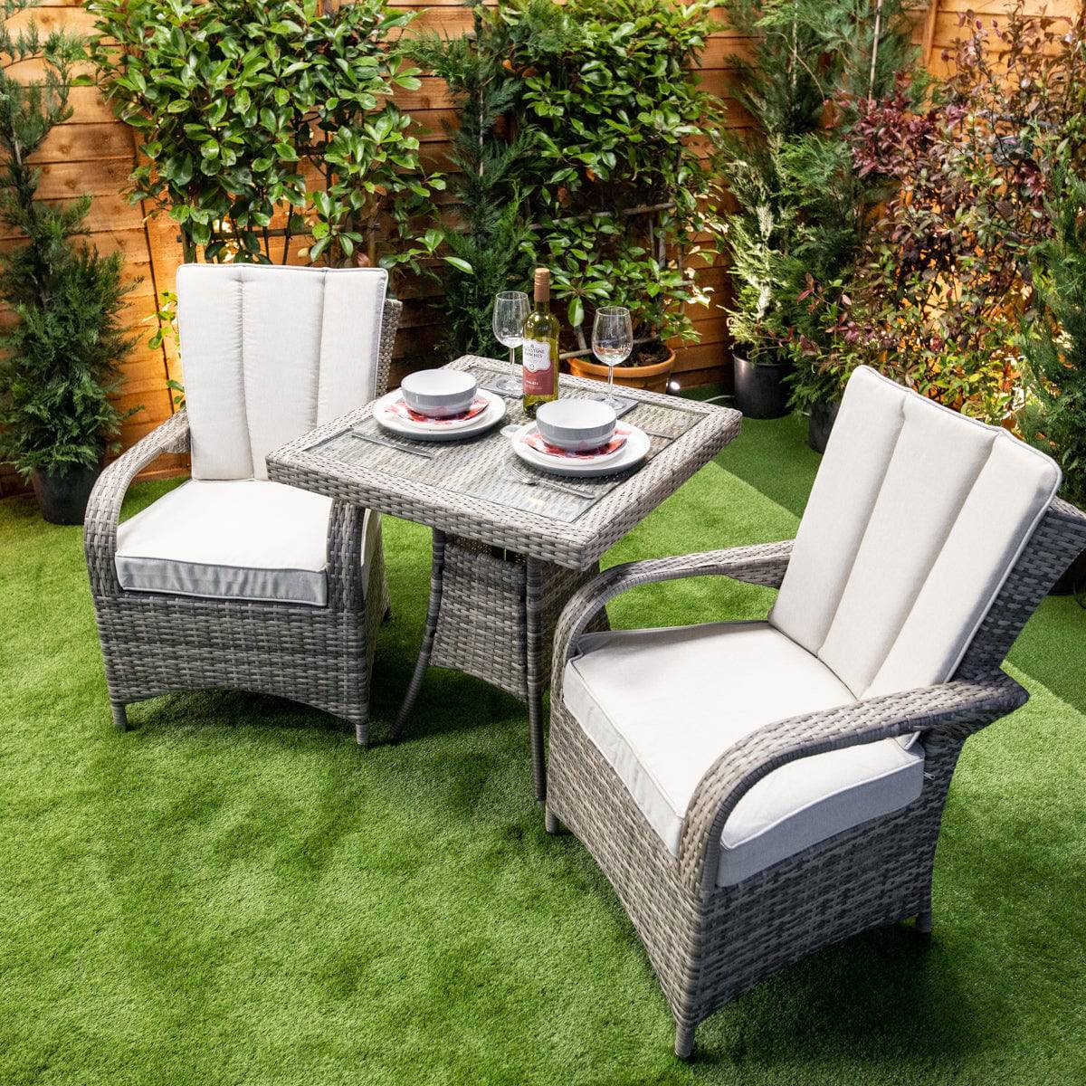 Champagne Rattan Garden Tokyo Square Bistro Table Set