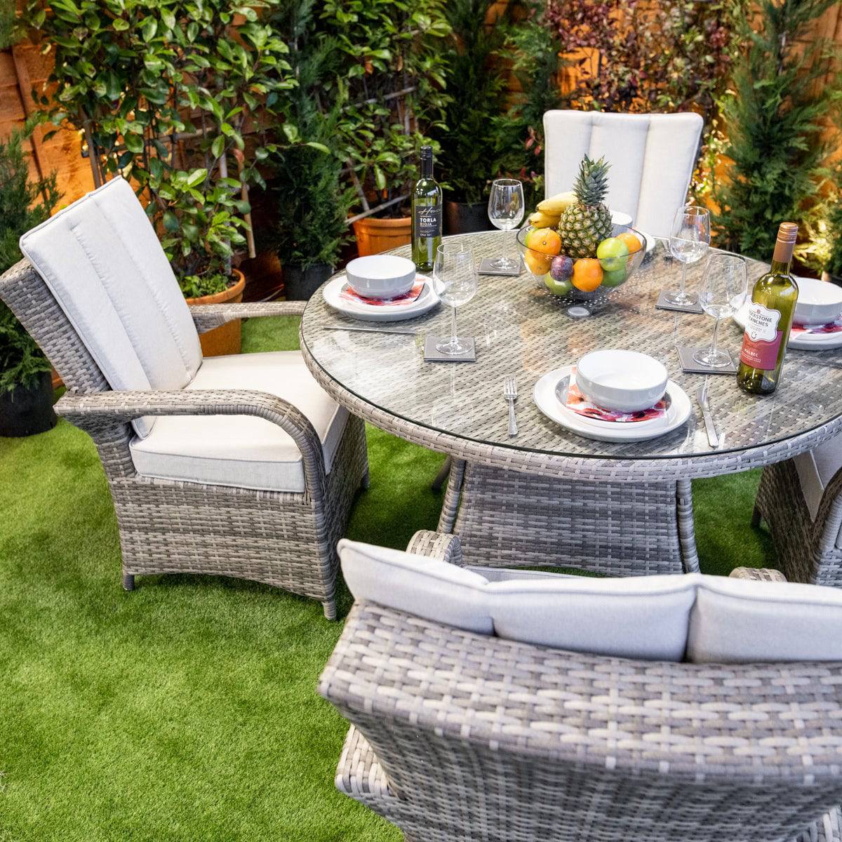 Champagne Rattan Tokyo Round 4 Seater Dining Set