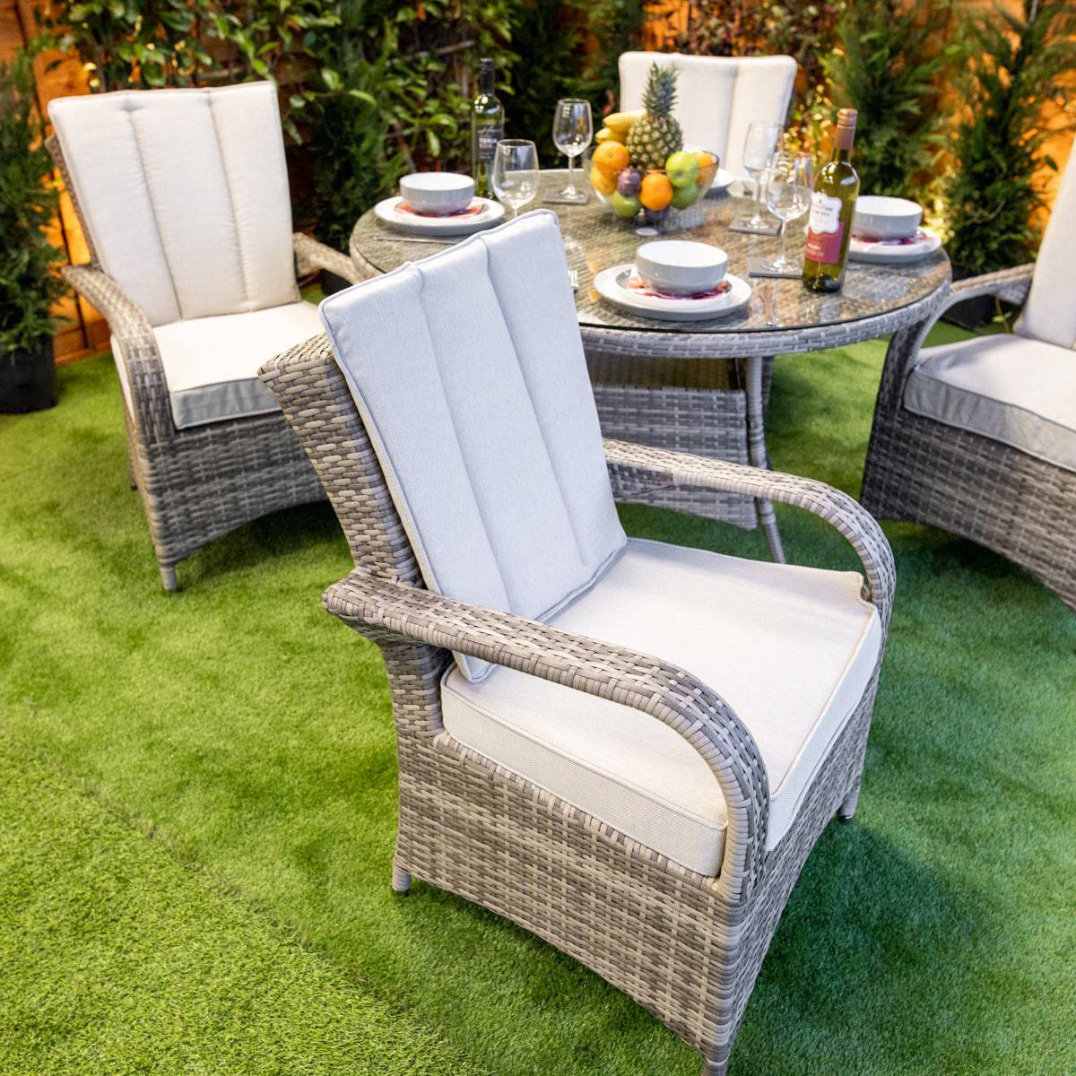Champagne Rattan Tokyo Round 4 Seater Dining Set