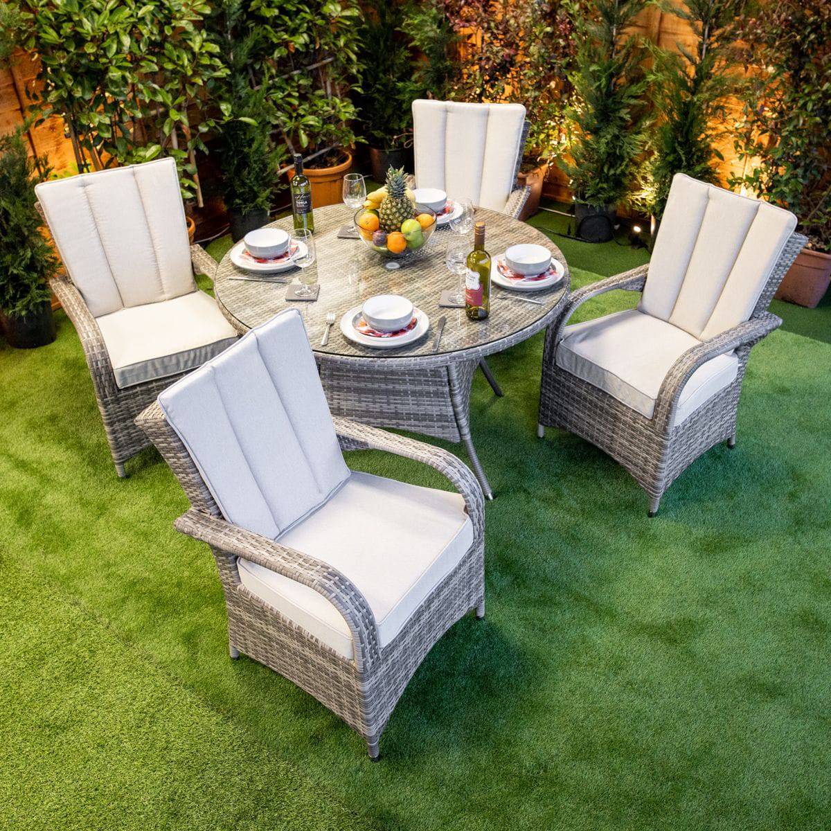 Champagne Rattan Tokyo Round 4 Seater Dining Set