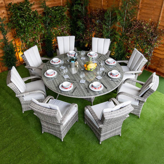 Champagne Rattan Tokyo Round 8 Seat Dining Set
