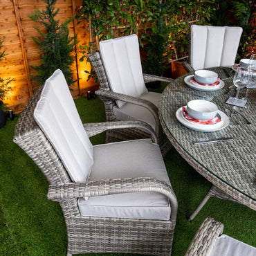 Champagne Rattan Tokyo Round 8 Seat Dining Set