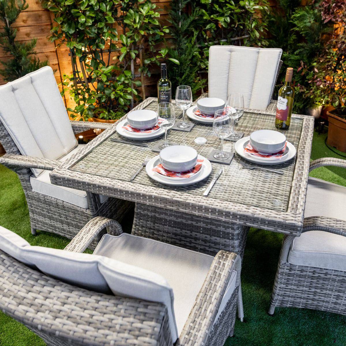 Champagne Tokyo Square 4 Seater Garden Dining Set