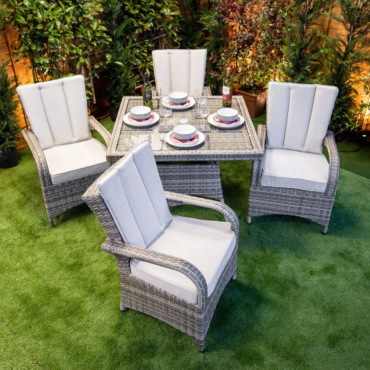 Champagne Tokyo Square 4 Seater Garden Dining Set