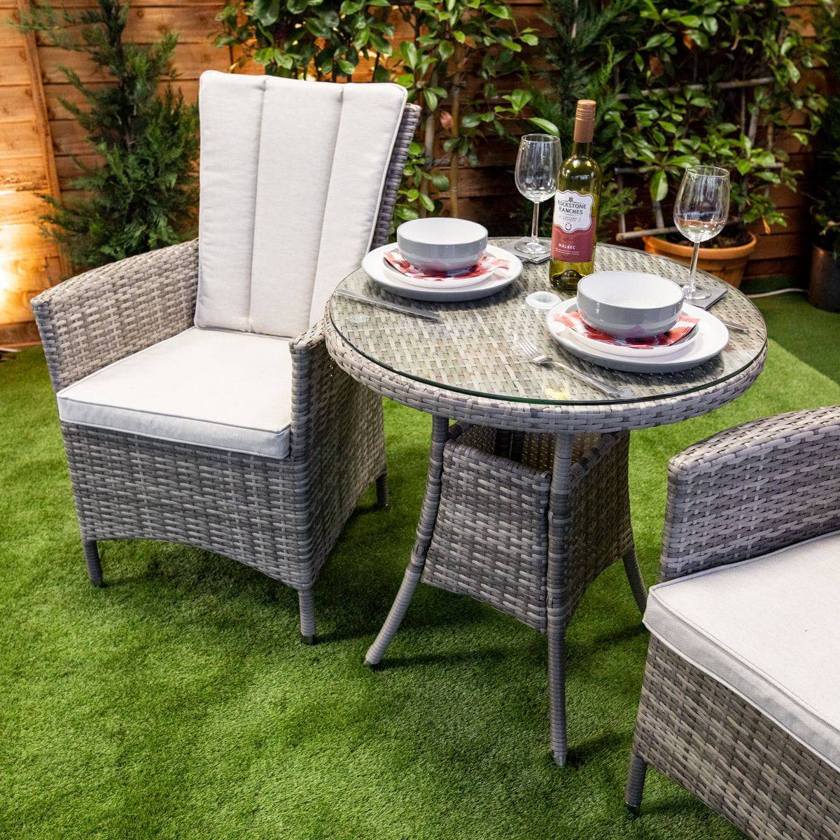 Champagne Vienna Bistro Square Dining Table with 2 Chairs