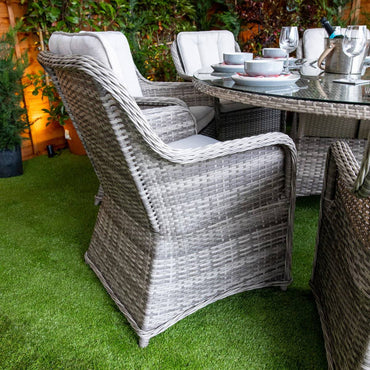 Champagne Rattan Vienna Round 8 Seat Dining Set