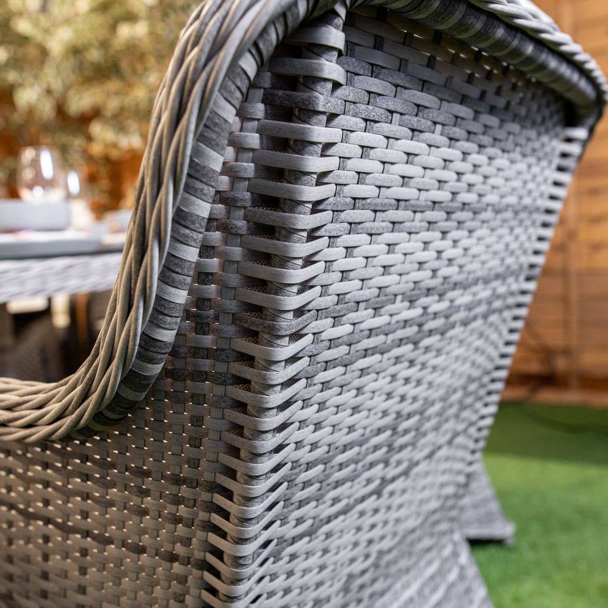 Champagne Rattan Vienna Round 8 Seater Garden Furniture with Fire Pit