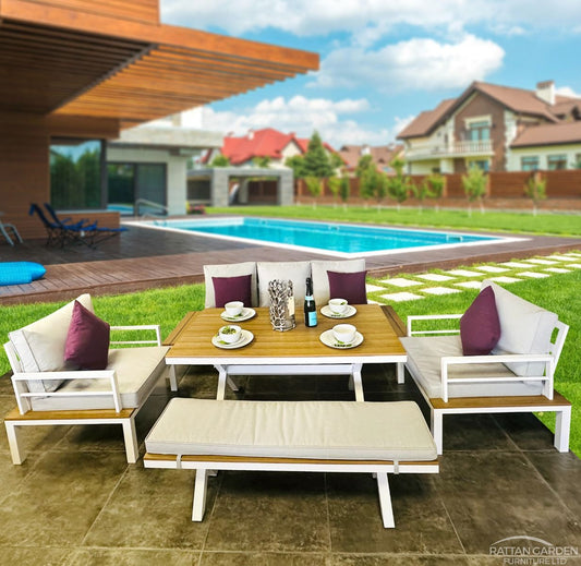 Java Aluminium Bench Dining Set