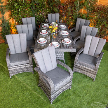 Serena Rattan Tokyo Rectangular 8 Seat Dining Set