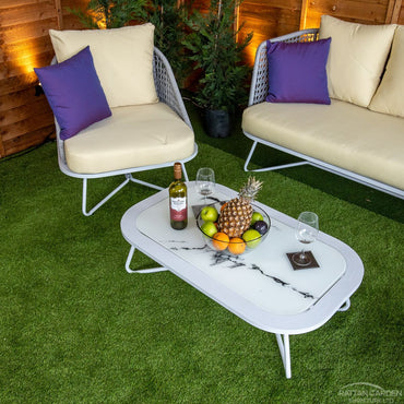 Oasis Silver 4 Seat Dining Sofa Set With Cream Cushions