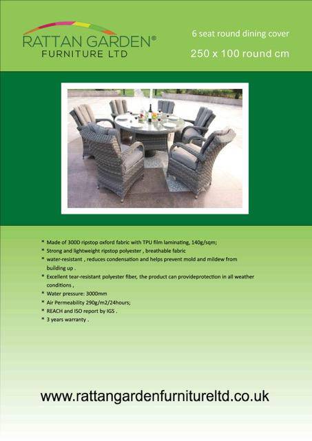 Deluxe 6 Seat Round Rattan Dining Set Rain Cover