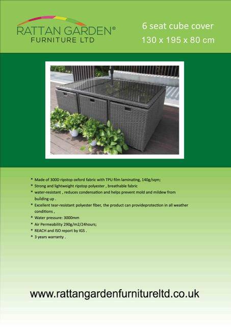 Deluxe 6 Seater Rattan Cube Set Rain Cover