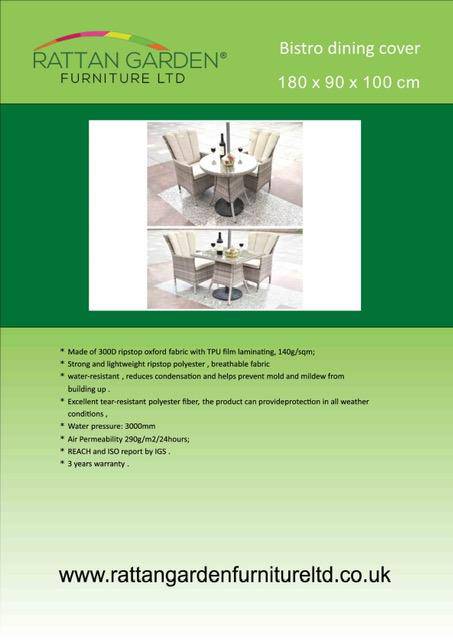 Deluxe Protective Rain Cover for 2 Seat Square or Round Bistro Dining Set