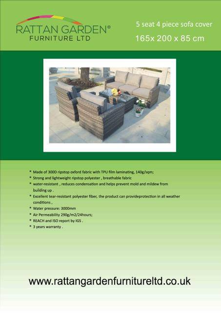 DELUXE RAIN COVER FOR 5 SEAT 4 PIECE RATTAN SOFA SET