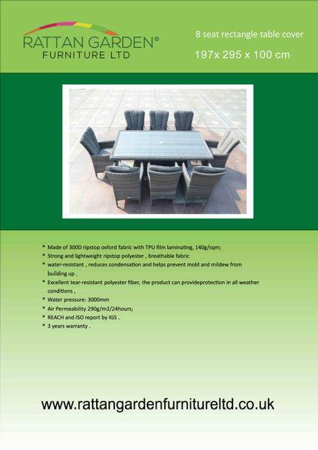 Deluxe Rain Cover for 8 Seat Rectangular Rattan Dining Set
