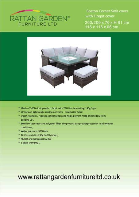 Deluxe Rain Cover for Boston Corner Set and Fire Pit Table