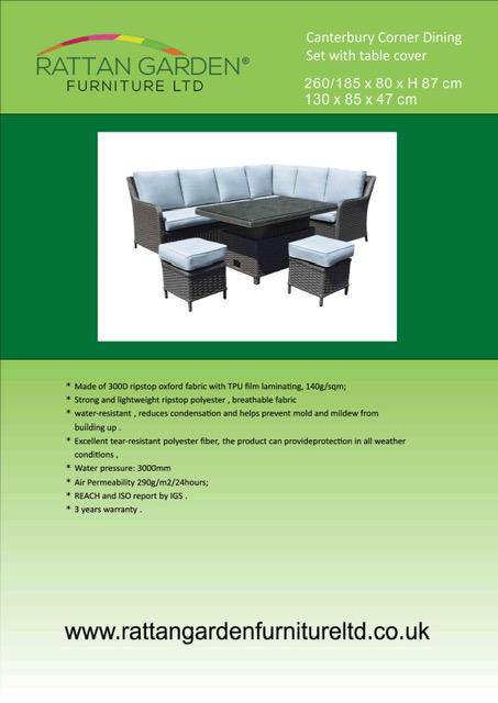 Deluxe Rain Cover for Canterbury Corner Set and Table